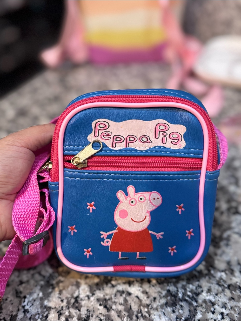 Peppa Pig Blue & Pink Kids Crossbody Bag with Red Accent